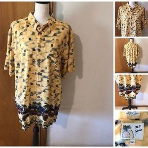 Yellow Rayon Hawaiian Camp Shirt